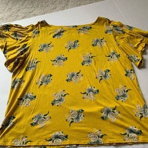 LOFT Flower Split Sleeve Tee in Size XL